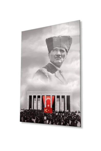 Atatürk Cam Tablo 4mm Dayanıklı Temperli Cam, Atatürk Glass Wall Art ürün görseli 1