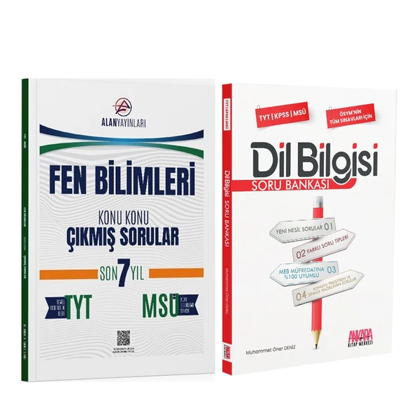 Alan TYT MSÜ Fen Bilimleri Konu Konu Çıkmış Sorular ve AKM Dil Bilgisi Soru Bankası Seti 2 Kitap ürün görseli 1
