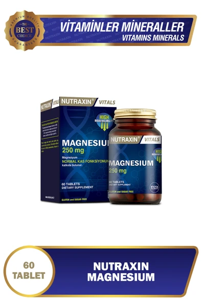 Nutraxin Magnesium 250 Mg 60 Tablet Sitrat ürün görseli 1