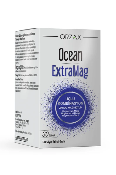 Ocean ExtraMag Üçlü Kombinasyon Magnezyum 200 mg Takviye Edici Gıda 30 Tablet ürün görseli 1