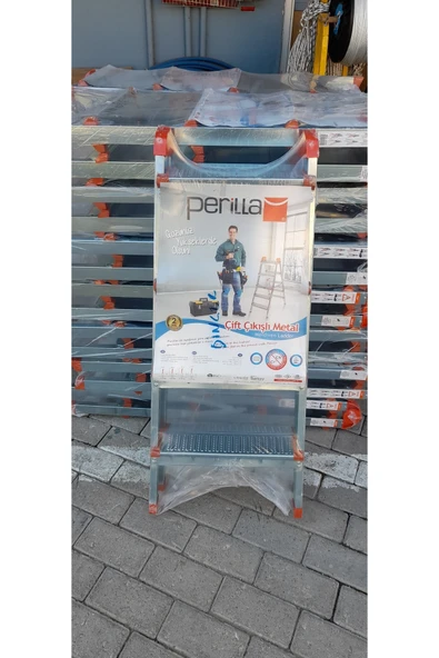 Perilla Çift Çıkışlı 4 Basamaklı Metal Merdiven - Resim 2