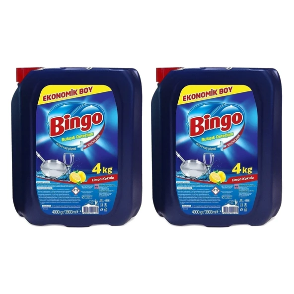Bingo Bulaşık Sıvısı 4 Litre Limon Kokulu Elde Yıkama x 2 Adet ürün görseli 1