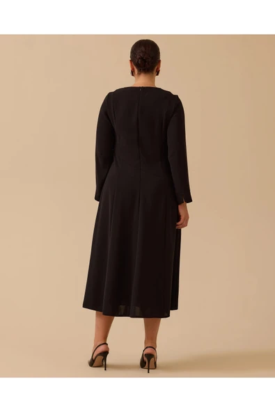 Büyük Beden Basic Midi Elbise Gala-Xi - Resim 5