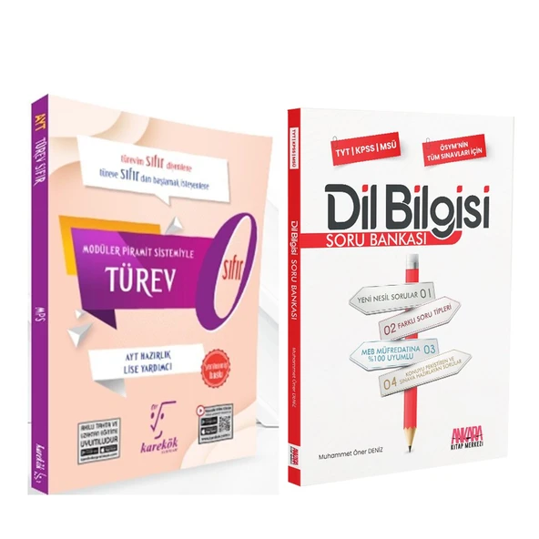 Karekök Yayınları AYT Türev Sıfır ve AKM Dil Bilgisi Soru Bankası Seti 2 Kitap ürün görseli 1