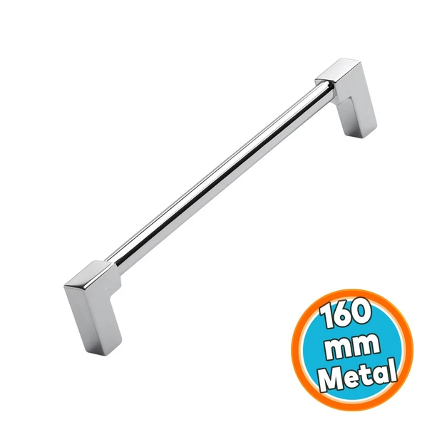 Mobilya Kulp Çekmece Dolap Kapak Kolu Kulpu Kulpları Dayanıklı Tasarım Gümüş Krom Metal 160 mm ürün görseli 1