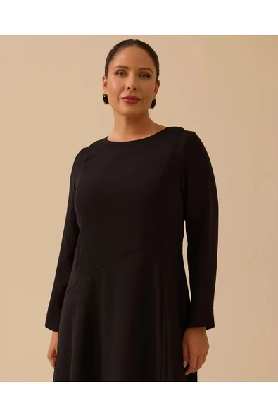 Büyük Beden Basic Midi Elbise Gala-Xi - Resim 4