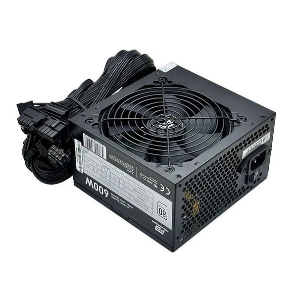 PowerBoost PB600WB 600W 80+ White APFC 4*PCI-E 6+2 Pin 12cm Siyah Fanlı ATX PSU ürün görseli 1
