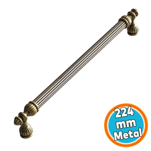 Mobilya Mutfak Çekmece Kapak Dolap Dolabı Kulpu Kulbu Kulpları 224 mm Eskitme Antik Sarı Metal ürün görseli 1