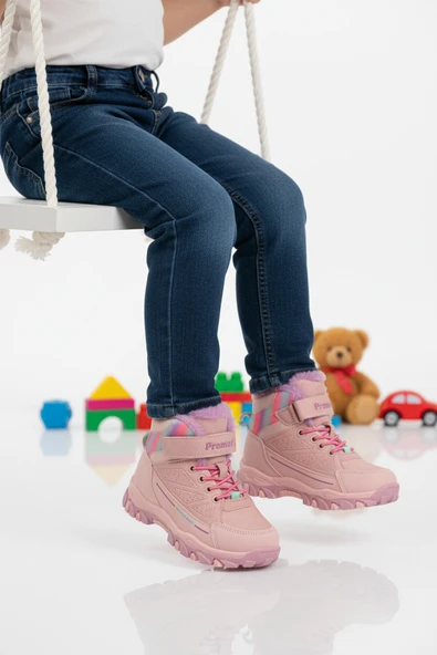 Ayakmod Pembe Kürklü Kaymaz Cırtlı Kız Çocuk Bot 2082 P ürün görseli 1