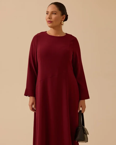 Büyük Beden Basic Midi Elbise Gala-Xi - Resim 8