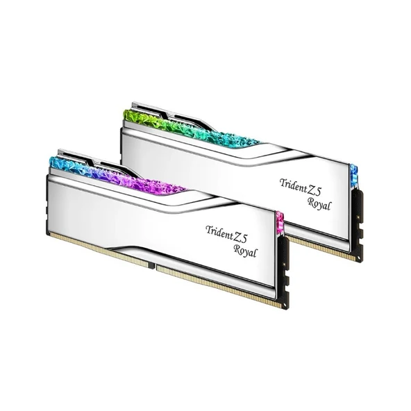 GSKILL 64GB (2X32GB) TZ5 ROYAL SİLVER RGB DDR5 6000MHZ CL28 1.40V MASAÜSTÜ RAM F5-6000J2836G32GX2-TR5S ürün görseli 1