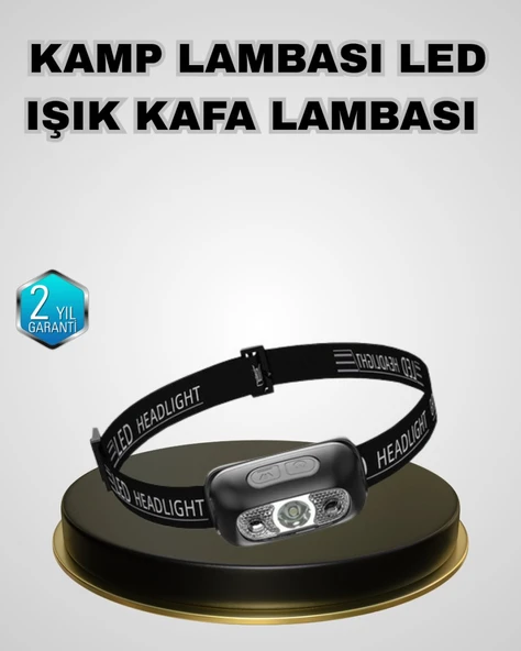 IPX5 Su Geçirmez Şarjlı LED Kafa Feneri | Hareket Sensörlü, Ayarlanabilir 60° Far ürün görseli 1