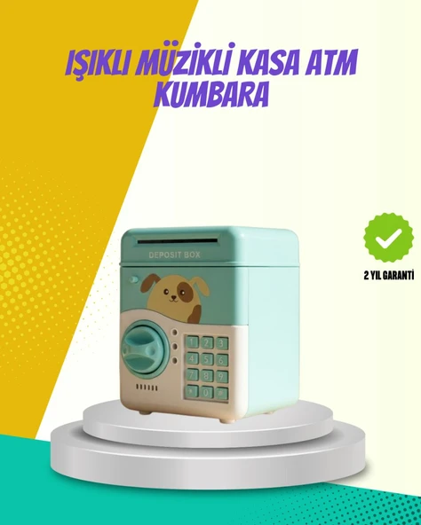 ATM Görünümlü Su Yeşili Otomatik Para Çeken Şifreli Kumbara ürün görseli 1