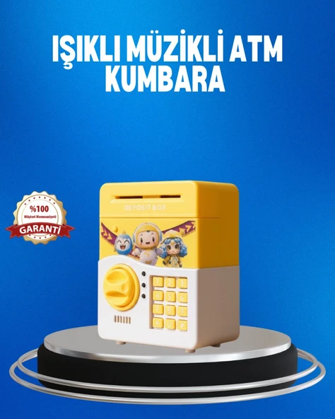 Çocuklar İçin Sarı Elektronik Şifreli Para Biriktirme Kumbarası ürün görseli 1