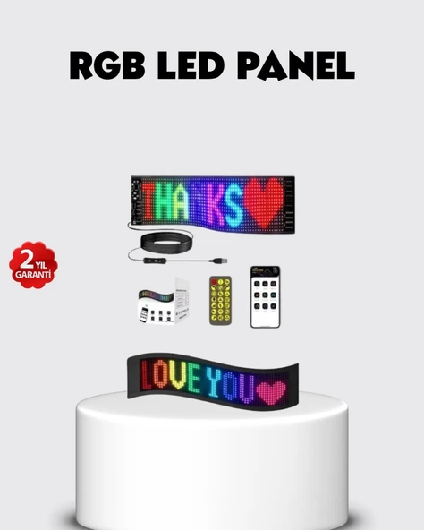 RGB LED Panel – USB Güç Girişli, GIF ve Yazı Gösterimli Akıllı Ekran ürün görseli 1