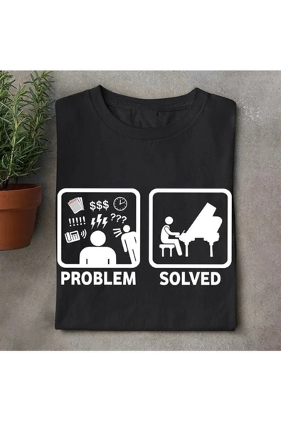 Piyano Çalmak Problem Çözer Unisex Tshirt ürün görseli 1