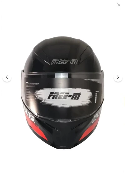 965 Joker Siyah-Kırmızı Çene Açılır Kask şeffaf vizör ürün görseli 1