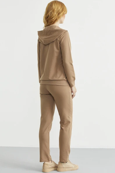 Fermuarlı Oversize Eşofman Takım - Kamel - Resim 6