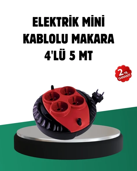 Türkiye Üretimi 5 Metre 4 Prizli Kablolu Makara ürün görseli 1