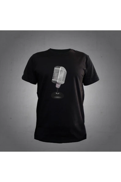 Mikrofon Siyah Tshirt Unisex ürün görseli 1
