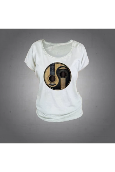 Gitar Tshirt Kadın Ekru ürün görseli 1