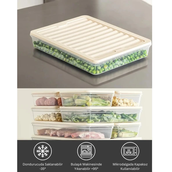 bigmate 4'lü Şeffaf Saklama Kabı Krem 4x2,5 Lt BGMT2525 Mikrodalga Buzdolabı ve Dondurucu Uyumlu Düzenleyici ürün görseli 1