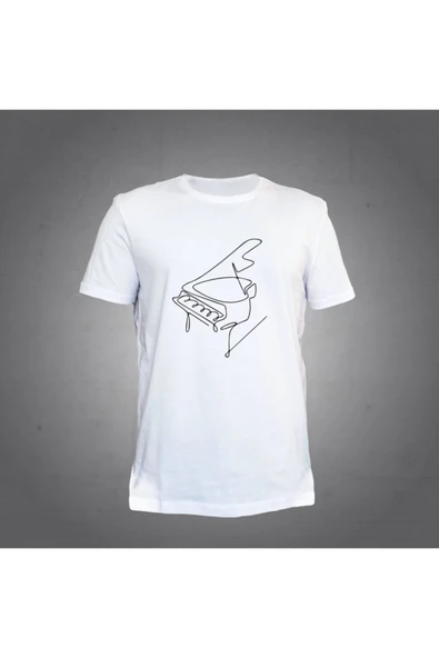 Piyano Beyaz T-shirt Unisex ürün görseli 1