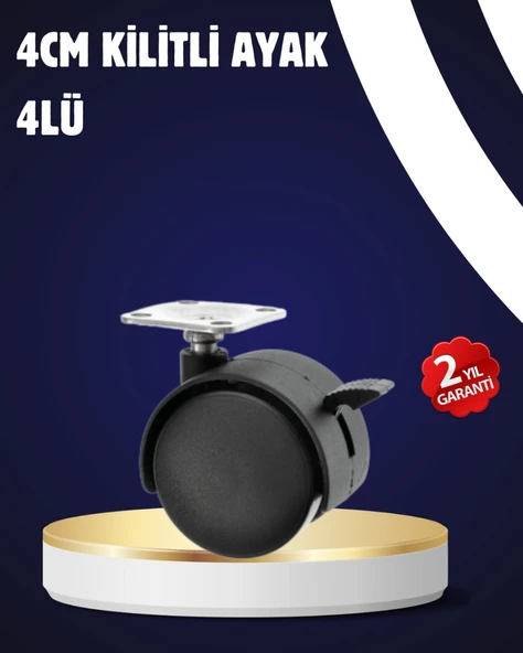4’lü Kilitli Tekerlek Ayak 4 cm Sessiz ve Dayanıklı ürün görseli 1