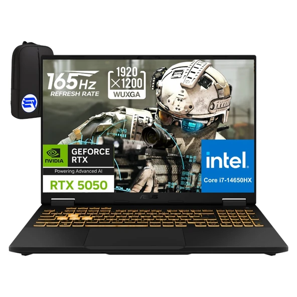 Asus Tuf Gaming F16 I7-14650HX 32GB Ram 512GB SSD RTX5050 115W 16'' Wuxga 165Hz Windows 11 Pro + Elektropasaj Çanta ürün görseli 1