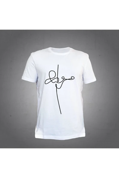 Unisex Beyaz Keman  Tshirt ürün görseli 1