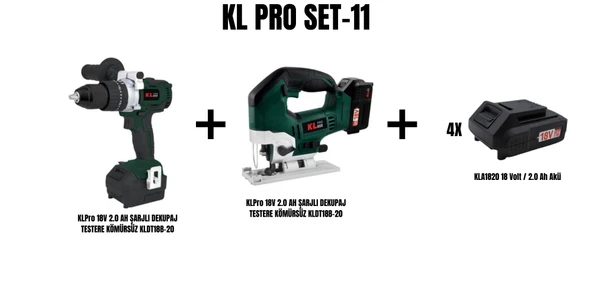 KLPro Set-11 (ŞARJLI DARBELİ MATKAP KÖMÜRSÜZ+ ŞARJLI DEKUPAJ TESTERE KÖMÜRSÜZ) ürün görseli 1