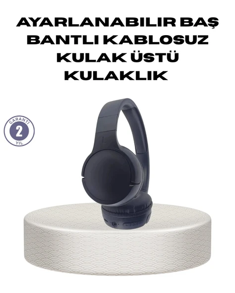 Bluetooth 5.0 Siyah Kablosuz Kulaklık 18 Saat Batarya Katlanabilir Tasarım ürün görseli 1