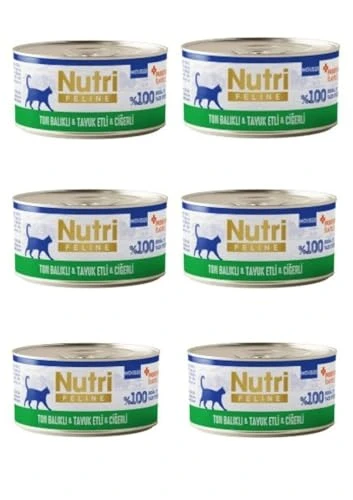 Nutri Feline Tahılsız Ton Balıklı, Tavuklu ve Ciğerli Mousse Kedi Konservesi 70 Gr x 6 Adet - İpeksi Köpük Mama ürün görseli 1