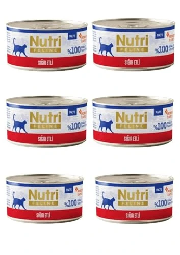 %100 Tahılsız Sığır Eti Ezmesi: Nutri Feline Doğal Pate Yaş Mama 70 Gr 6'lı Paket ürün görseli 1