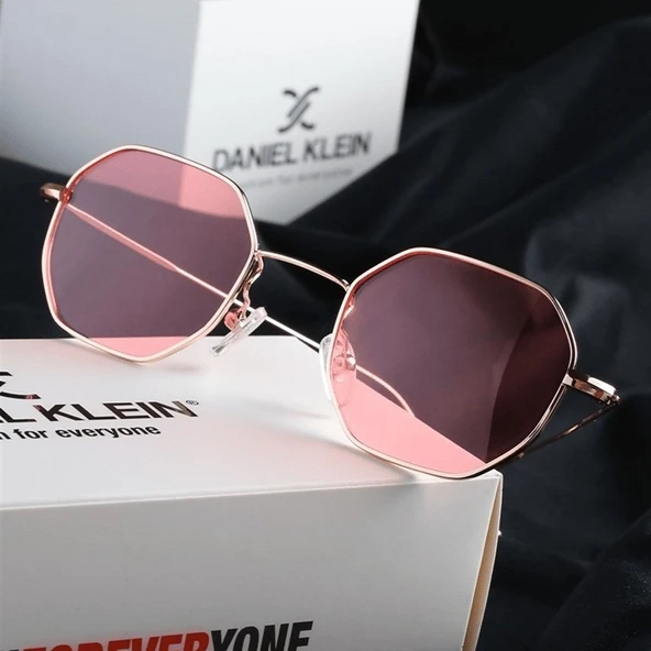 Daniel Klein DK4183-6 Soft Pembe Gold Küçük Altıgen Polarize Camlı Kadın Güneş Gözlüğü ürün görseli 1