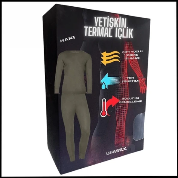 Uyguna-Yakala  Unisex -  Haki Yetişkin Termal İçlik  -4008-H ürün görseli 1