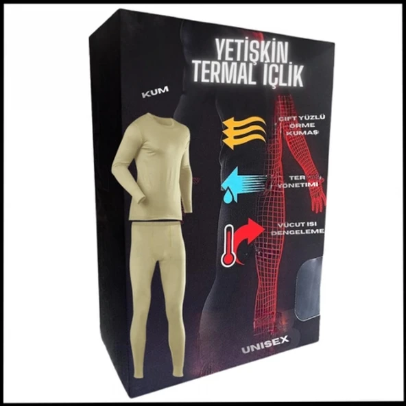 Uyguna-Yakala  Unisex -   Kum  Yetişkin Termal İçlik  -4008-K ürün görseli 1