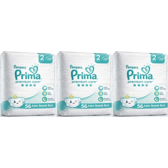 Prima Premium Care Bebek Bezi 2 Beden 4-8 KG Mini 168 Adet Aylık MeGa Pk ürün görseli 1