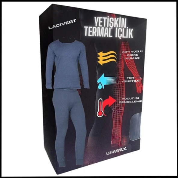 Uyguna-Yakala  Unisex -  Lacivert  Yetişkin Termal İçlik  - 17001-L ürün görseli 1
