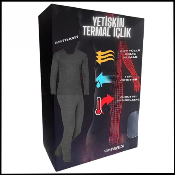 Uyguna-Yakala  Unisex - Antrasit Yetişkin Termal İçlik  - 12001-A ürün görseli 1