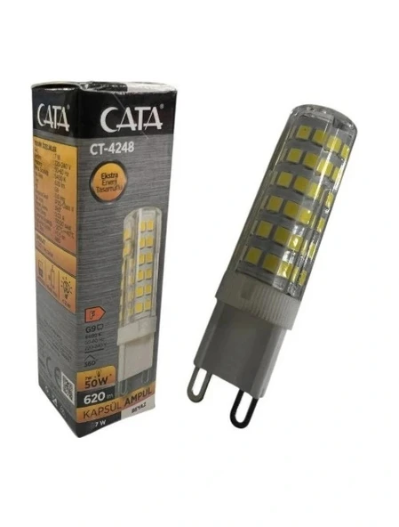 CATA 220v 7w G9 BEYAZ Işık 6400k Kapsül Ampul Geniş Açı 620lm (Mısır Dizgi İğne Ayaklı Avize Ampulü 220 Volt 7 Watt) ürün görseli 1