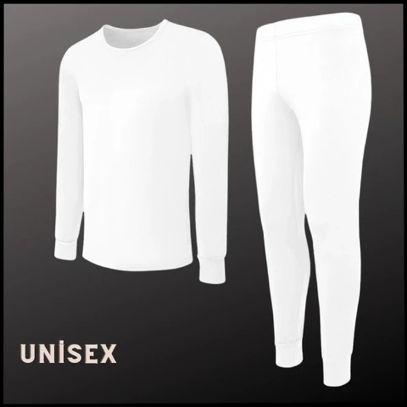 Uyguna-Yakala Unisex - Beyaz Yetişkin Termal İçlik - 1001-B ürün görseli 1