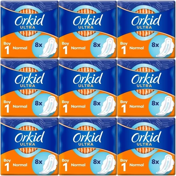 Orkid Hijyenik Ped Ultra Extra Normal 72 Adet Standart Pk (9PK*8) ürün görseli 1