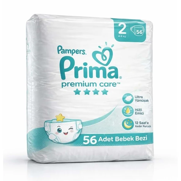 Prima Premium Care Bebek Bezi 2 Beden 4-8 KG Mini 56 Adet Fırsat Pk ürün görseli 1