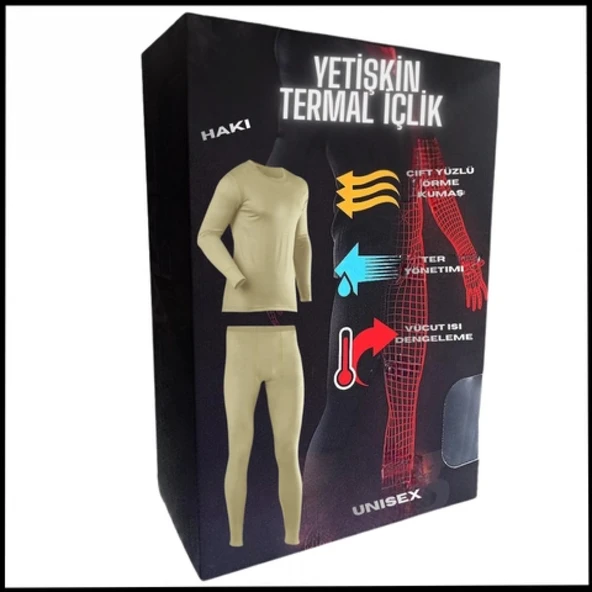 Uyguna-Yakala  Unisex - Kum Yetişkin Termal İçlik  - 1001-K ürün görseli 1