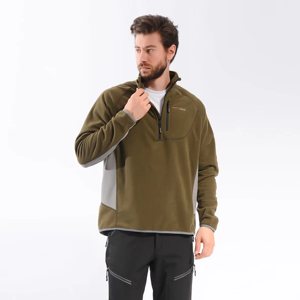 FreeCamp Man Half Zipper Fleece Polar-HAKİ ürün görseli 1