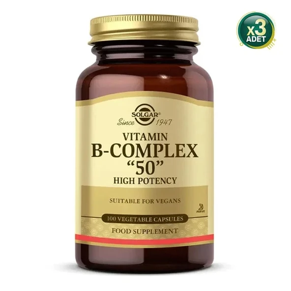 Solgar Vitamin B Complex 50 Mg 100 Kapsül 3 adet ürün görseli 1