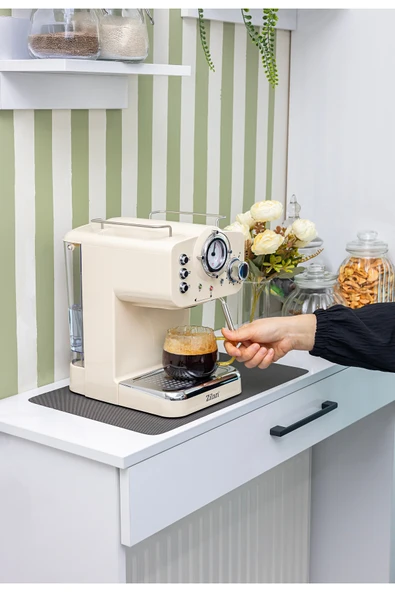 ZLN2992 Espresso Kahve Makinesi Espresso-Cappiccino-Latte | 15 Bar Süt Köpürtücü | 1100W Retro Bej ürün görseli 1