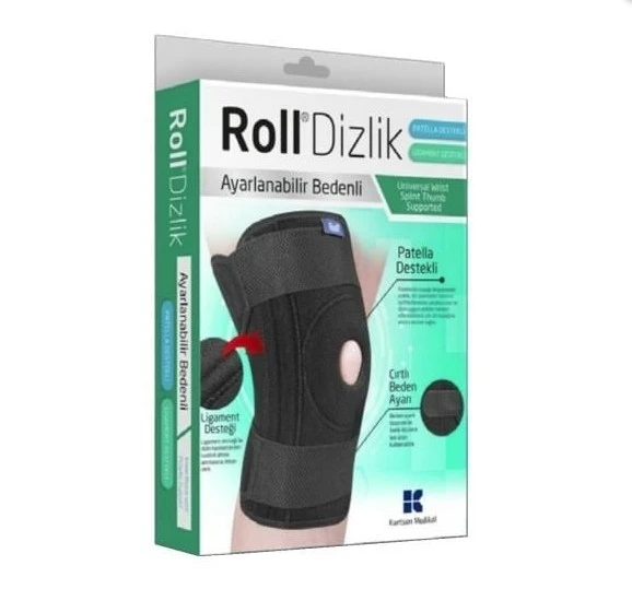 Roll Patella ve Ligament Destekli Ayarlanabilir Bedenli Cırtlı Dizlik ürün görseli 1