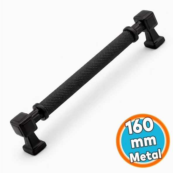 Mobilya Çekmece Mutfak Dolabı Dolap Modern Kapak Kulpları Desenli Mat Siyah Metal Kulp 160 mm ürün görseli 1